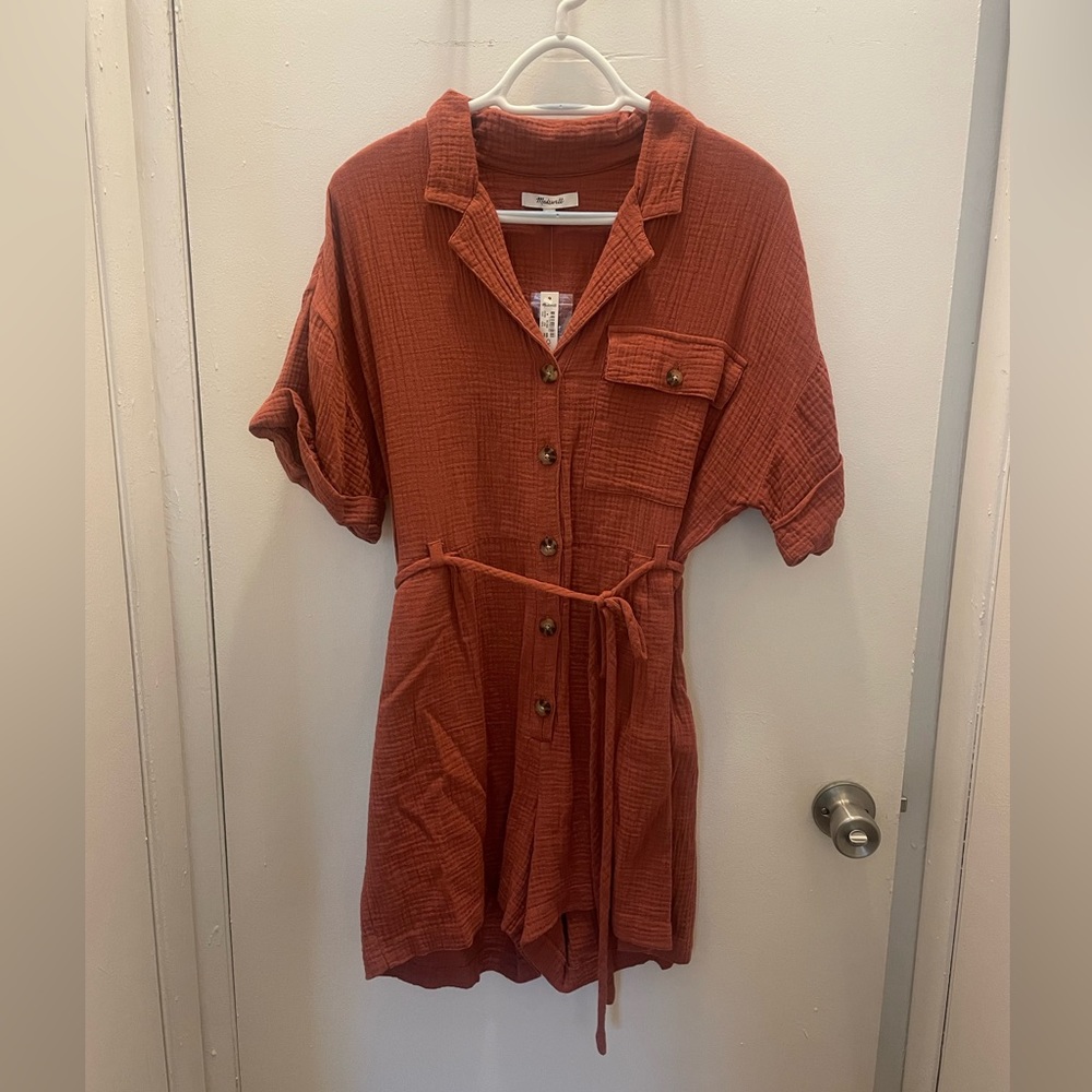 Women’s Double Gauze Madewell Safari Romper in Burnt Orange Size Medium